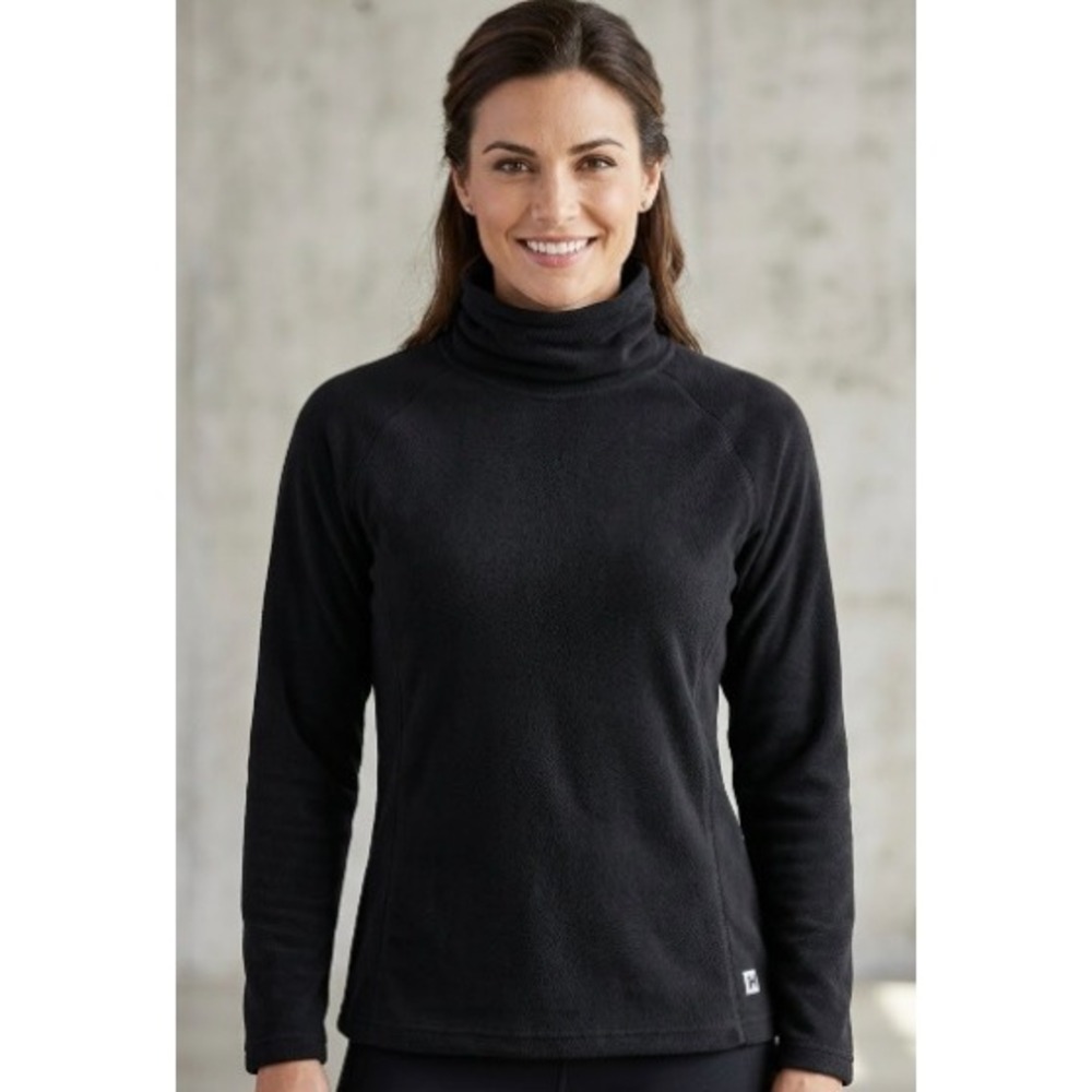 ButterFleece Womens Black Fleece Pullover Turtleneck Long Sleeve Top Size Medium